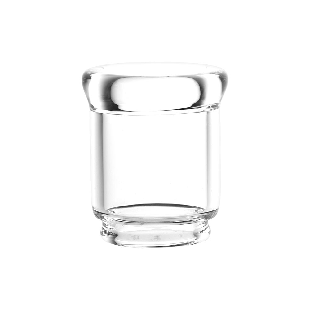 The APX eRig Replacement Mouthpiece is shown in a close-up, studio shot of the clear glass component. The APX eRig Replacement Mouthpiece is shown in a close-up, studio shot of the clear glass component.