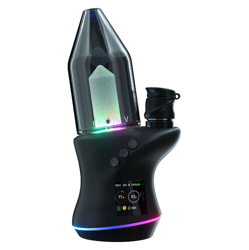 Front view of the CARTA 2 Portable Dab Rig, showcasing its sleek design and metallic finish against a neutral background. Front view of the CARTA 2 Portable Dab Rig, showcasing its sleek design and metallic finish against a neutral background.