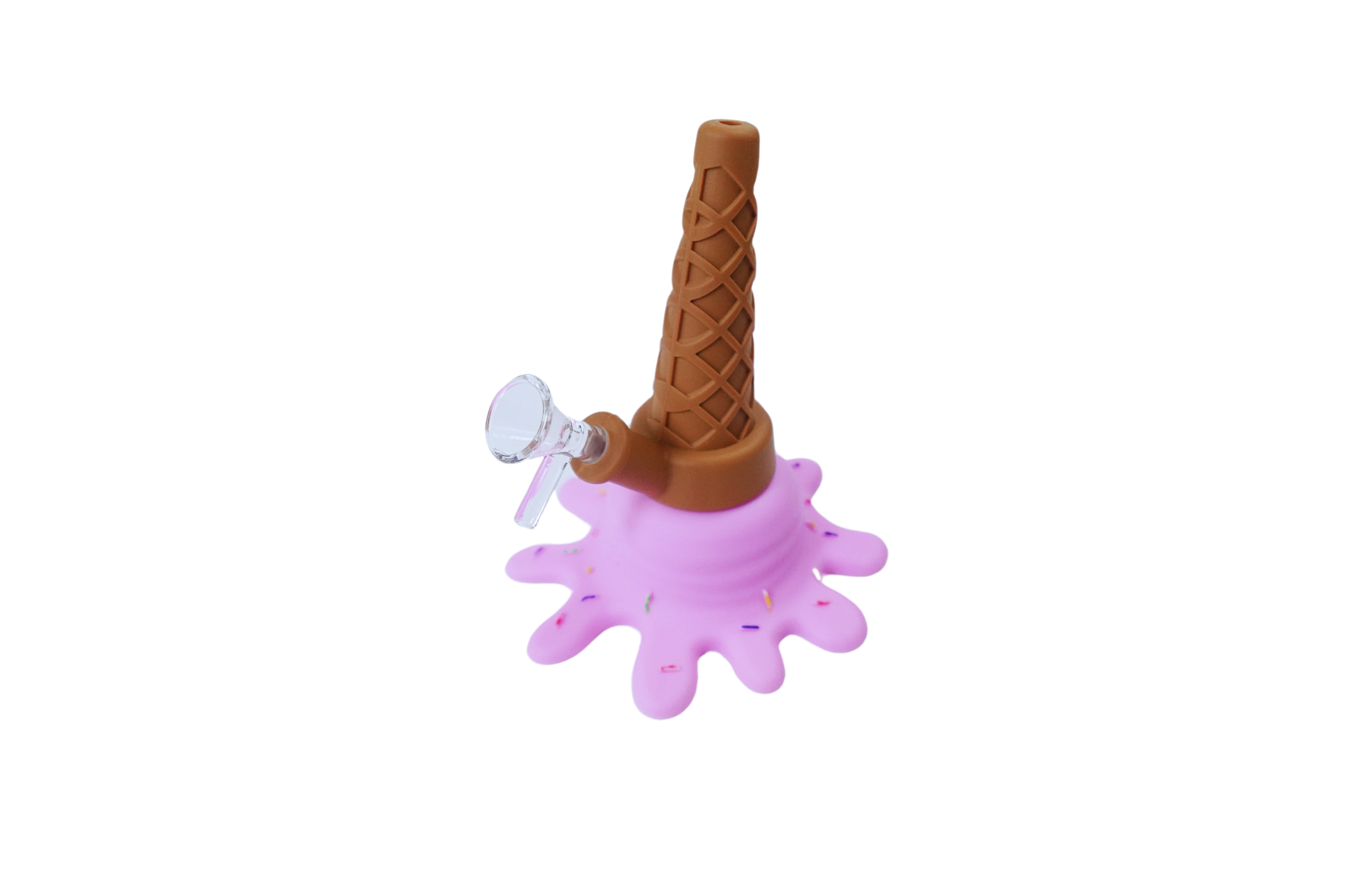 A close-up shot of the Silicone Splat Ice Cream Mini Bubbler, showcasing its playful shape and colorful silicone base. A close-up shot of the Silicone Splat Ice Cream Mini Bubbler, showcasing its playful shape and colorful silicone base.