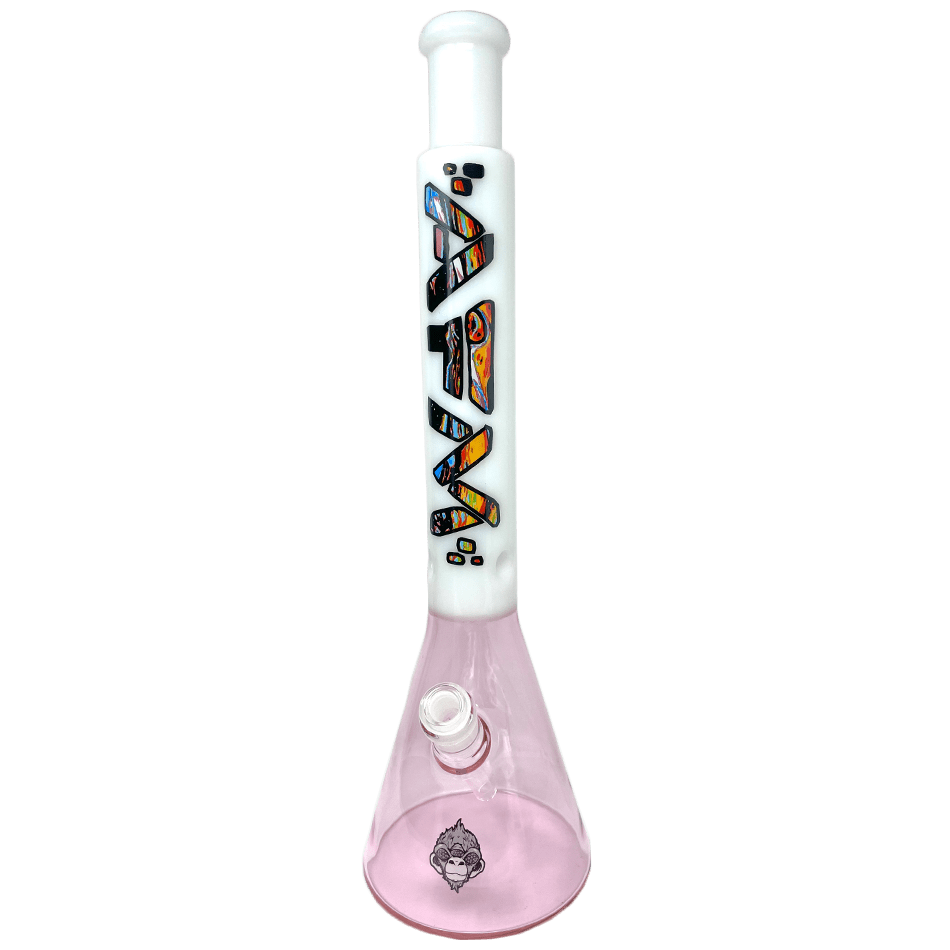 Front view of the 18-inch PINK Mind Expander beaker, showcasing its clear glass construction and simple, elegant shape. Front view of the 18-inch PINK Mind Expander beaker, showcasing its clear glass construction and simple, elegant shape.