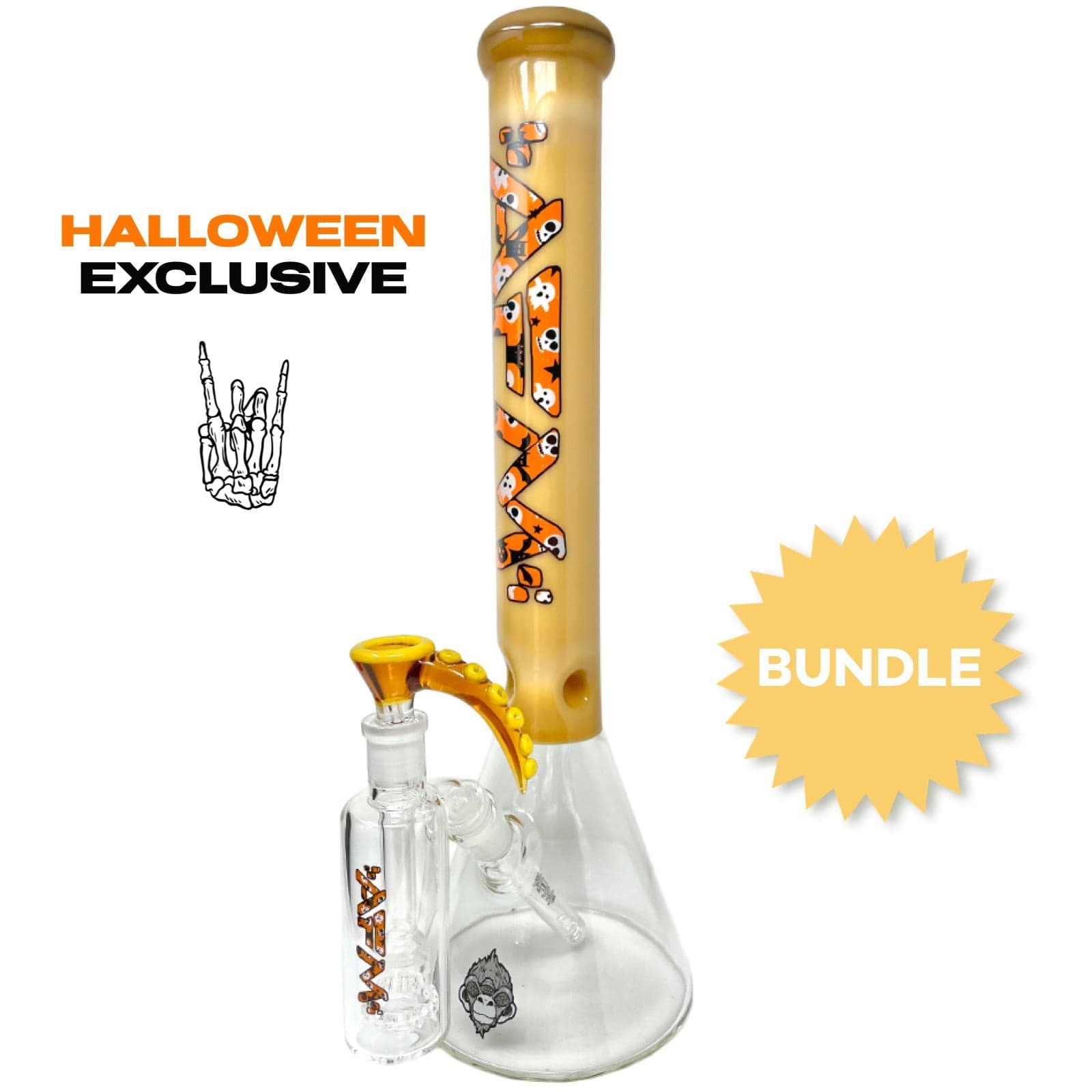 Front view of the 18” Spooky Beaker Set, a clear glass beaker with a simple, clean design and a visible joint. Front view of the 18” Spooky Beaker Set, a clear glass beaker with a simple, clean design and a visible joint.