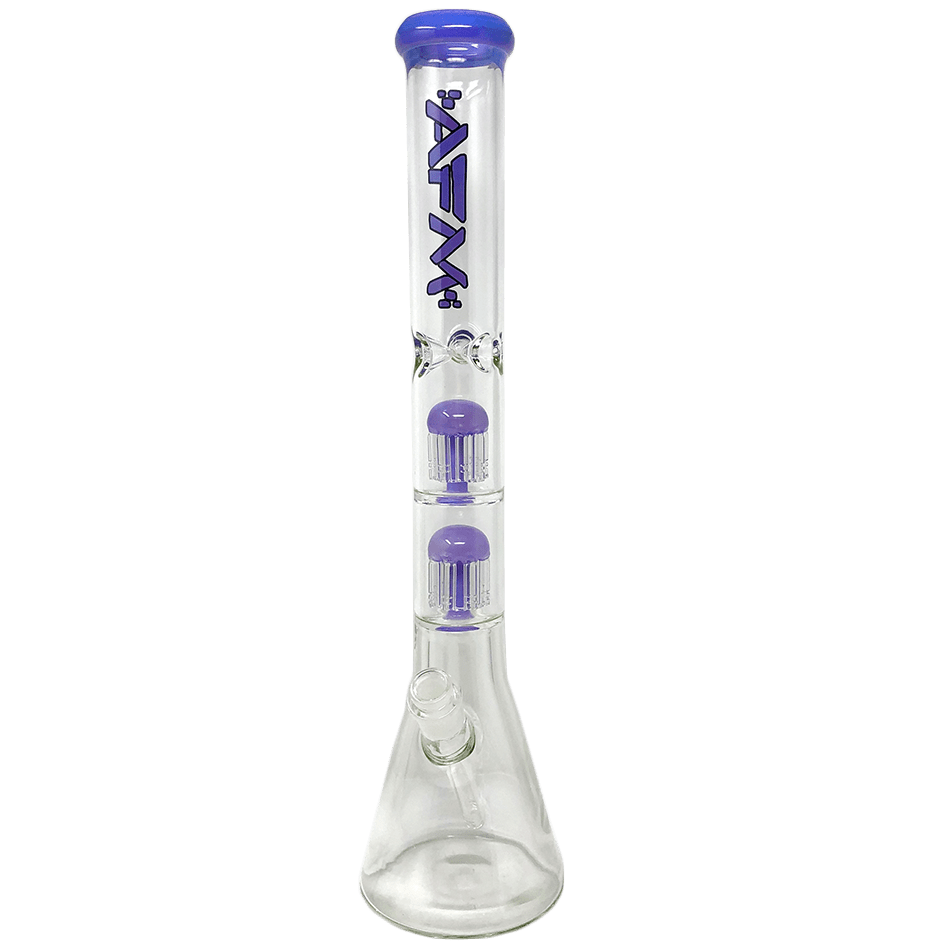 A studio shot of the 18-inch The Double Hitter 9mm Beaker, displaying its clear glass construction and simple beaker shape. A studio shot of the 18-inch The Double Hitter 9mm Beaker, displaying its clear glass construction and simple beaker shape.