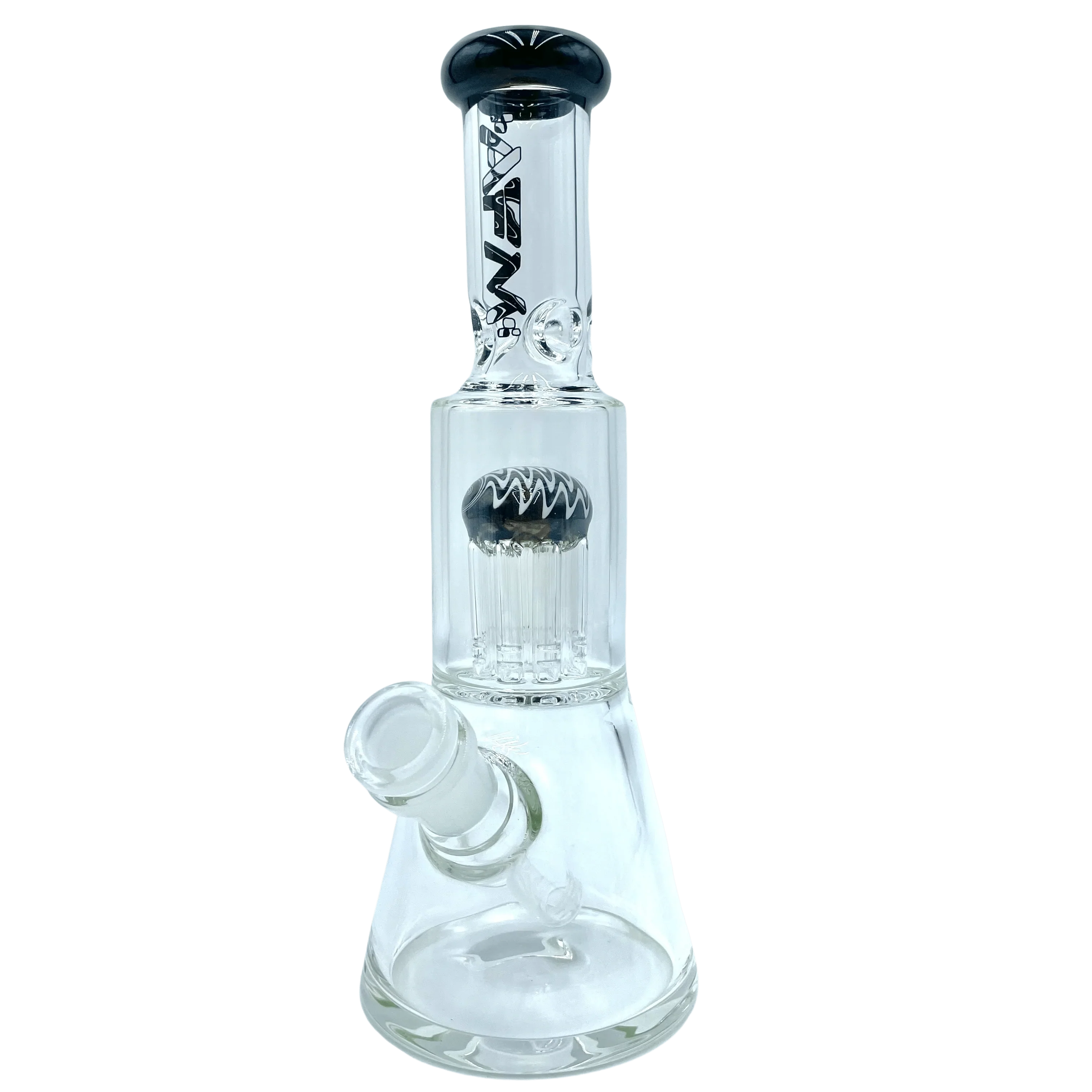 A studio shot of the 10-inch The Reversal Mini Beaker, showcasing its clear glass construction and classic beaker shape. A studio shot of the 10-inch The Reversal Mini Beaker, showcasing its clear glass construction and classic beaker shape.