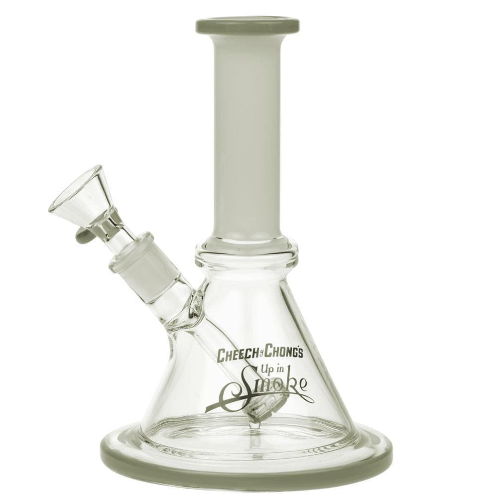 A three-quarter view of the Pedro 8” Water Pipe, showing its clear glass construction and simple beaker shape. A three-quarter view of the Pedro 8” Water Pipe, showing its clear glass construction and simple beaker shape.