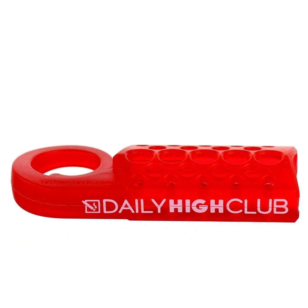 Front view of the Daily High Club x Monkey Tail Lighter Holder, a black silicone wrap designed to secure a lighter. Front view of the Daily High Club x Monkey Tail Lighter Holder, a black silicone wrap designed to secure a lighter.