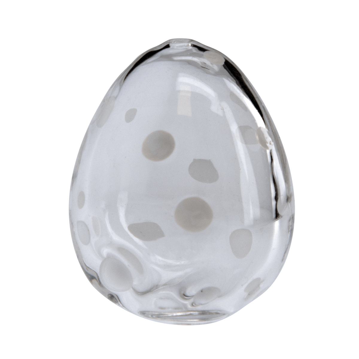 A side view of the Dragon Egg Carb Cap shows a clear, rounded glass piece with a unique, egg-like shape. A side view of the Dragon Egg Carb Cap shows a clear, rounded glass piece with a unique, egg-like shape.
