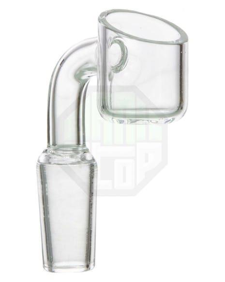 A close-up of the 2mm Thick Quartz Banger Nail, showing its clear quartz construction and rounded dish shape. A close-up of the 2mm Thick Quartz Banger Nail, showing its clear quartz construction and rounded dish shape.
