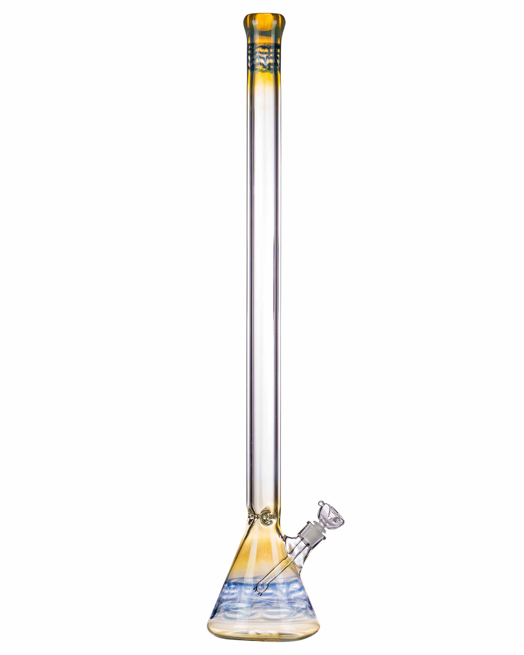 A front view of the 34" Super Tall Fumed Raked Beaker Bong, showcasing its tall form and subtly gradient-colored glass. A front view of the 34" Super Tall Fumed Raked Beaker Bong, showcasing its tall form and subtly gradient-colored glass.