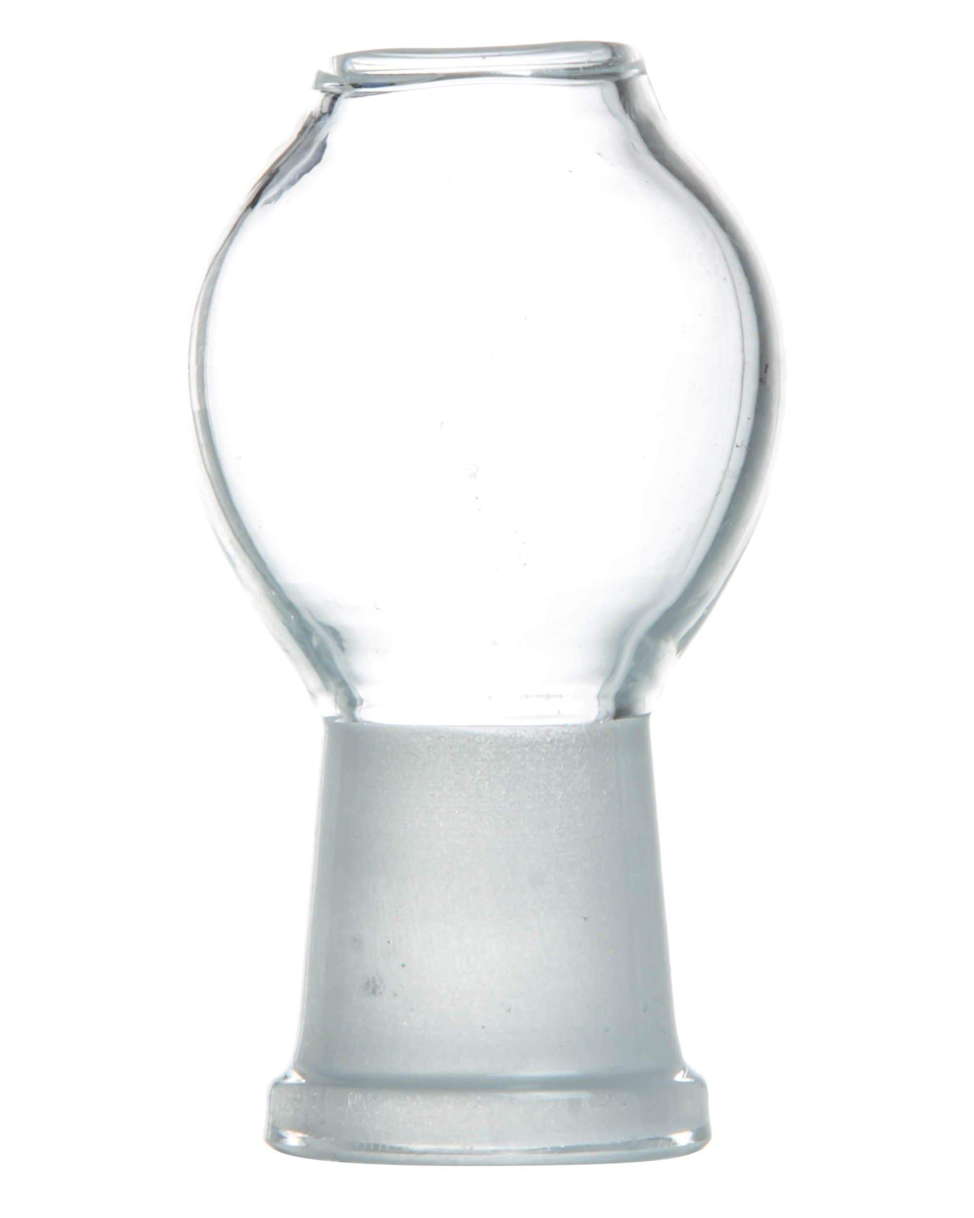 A clear, angled view of the Female Joint Standard Glass Dome, showing its rounded top and cylindrical base. A clear, angled view of the Female Joint Standard Glass Dome, showing its rounded top and cylindrical base.