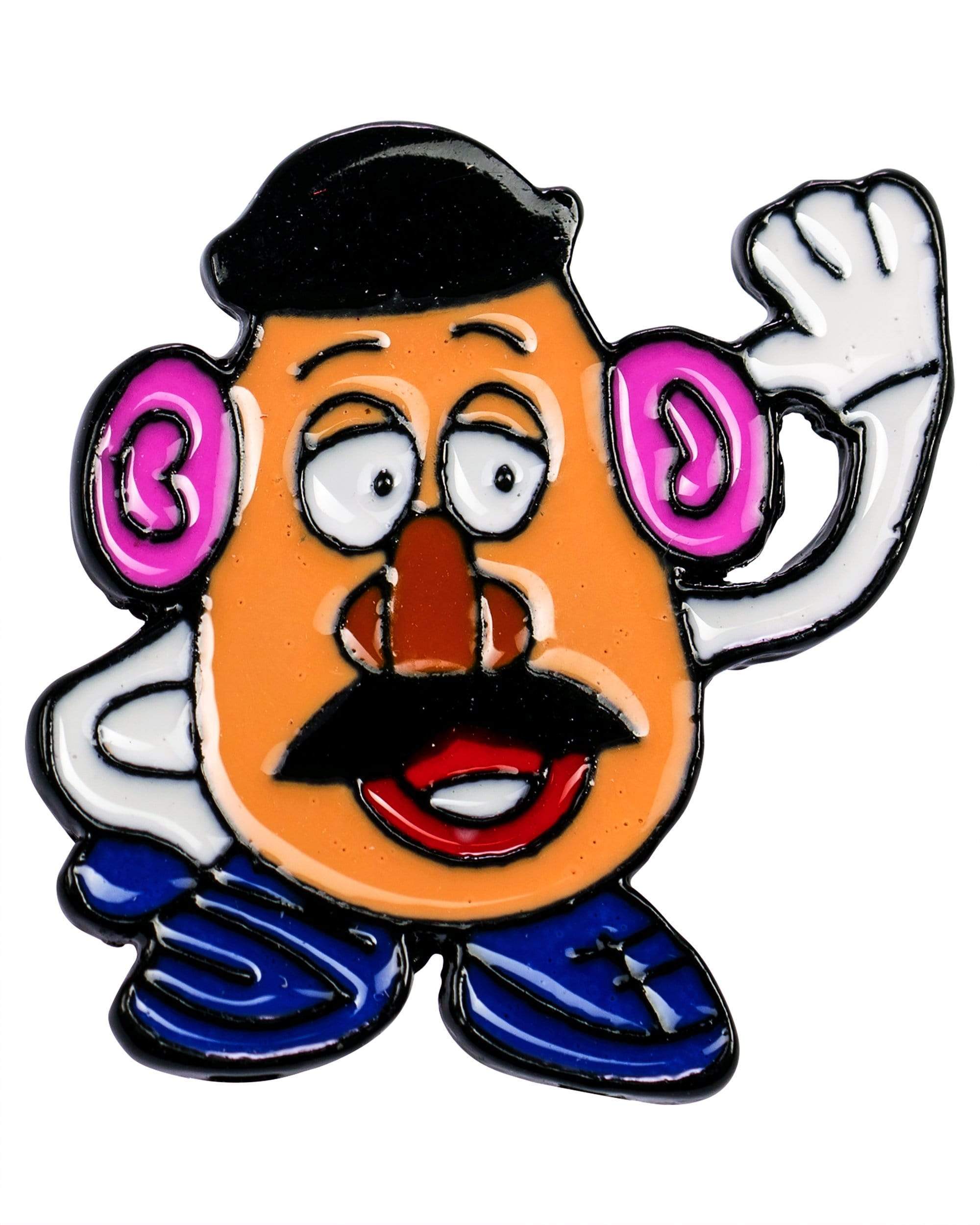 A close-up of the Mister Potato Enamel Pin, showcasing its detailed, colorful design against a plain white background. A close-up of the Mister Potato Enamel Pin, showcasing its detailed, colorful design against a plain white background.
