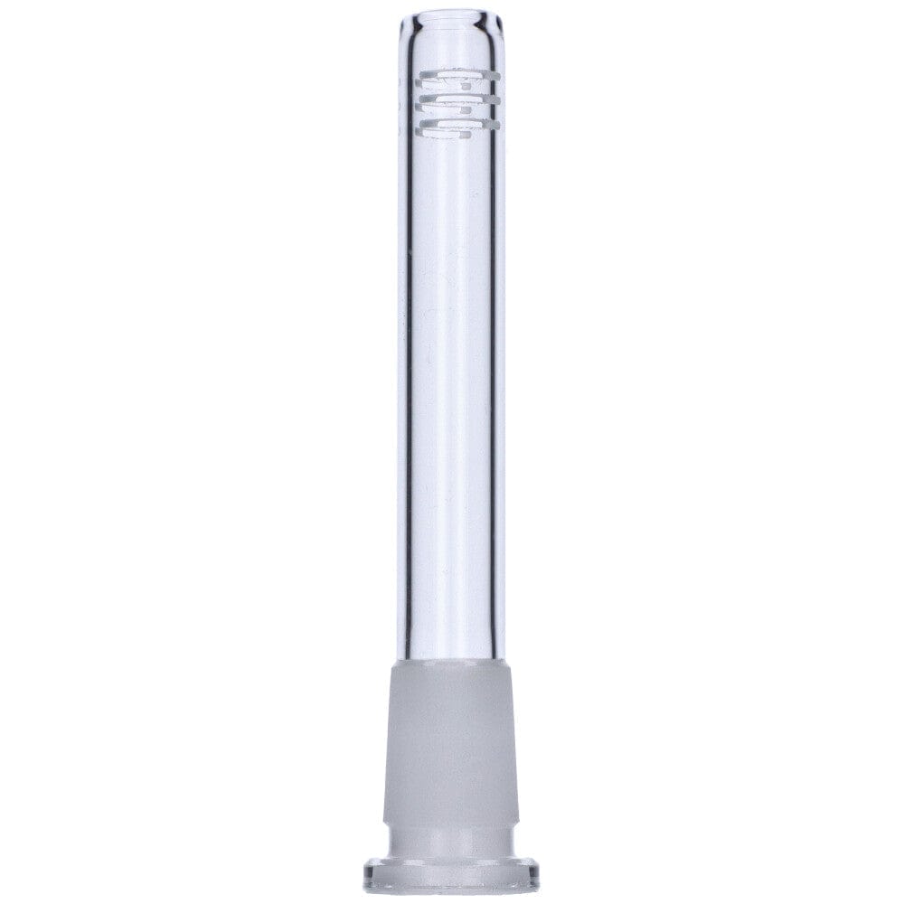 Front view of the 3.5-inch Replacement Downstem, a clear glass tube with a slightly flared end. Front view of the 3.5-inch Replacement Downstem, a clear glass tube with a slightly flared end.