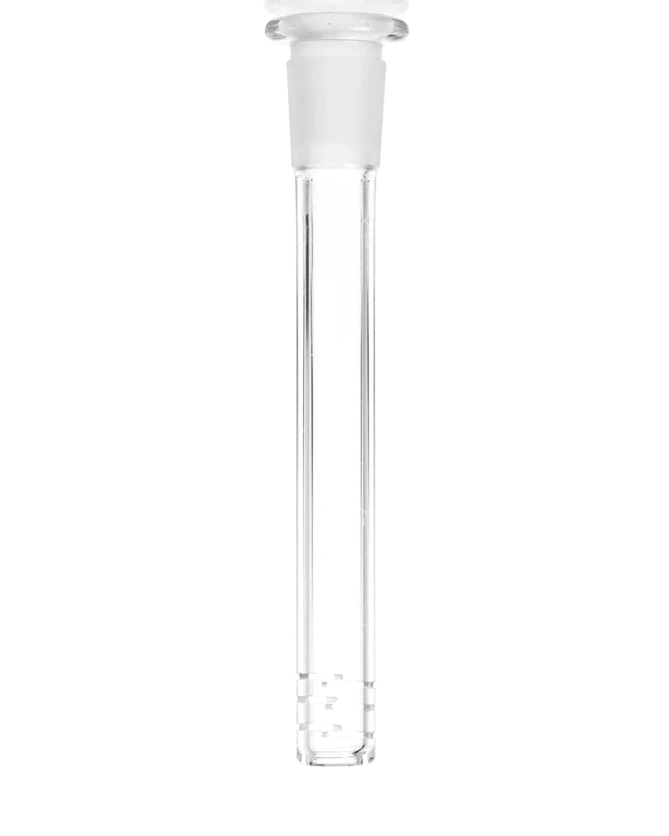 Front view of the 3.75-inch Replacement Downstem, a clear glass tube shown against a white background. Front view of the 3.75-inch Replacement Downstem, a clear glass tube shown against a white background.