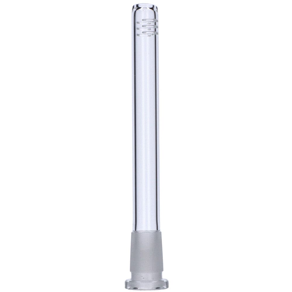 Front view of the 5-inch Replacement Downstem, a clear glass tube with a rounded end. Front view of the 5-inch Replacement Downstem, a clear glass tube with a rounded end.