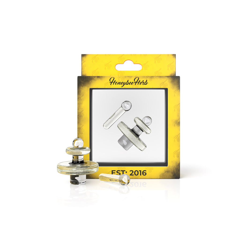 Close-up of the Opal Galaxy Stardust Terp Slurper Set, highlighting the translucent glass and unique swirl pattern. Close-up of the Opal Galaxy Stardust Terp Slurper Set, highlighting the translucent glass and unique swirl pattern.