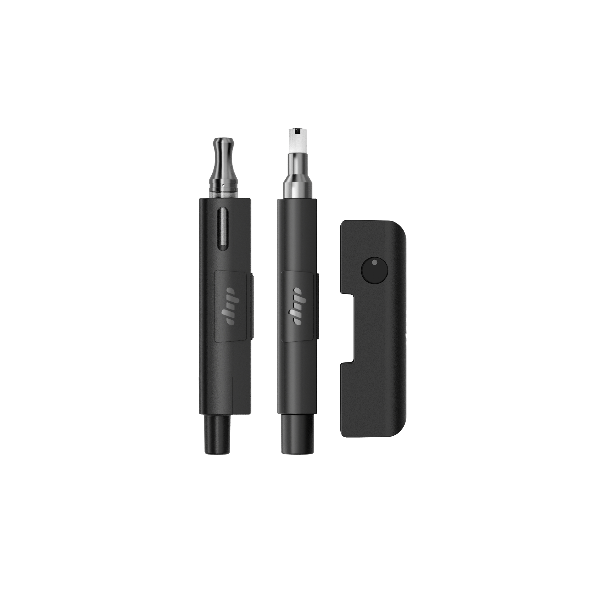 Front view of the EVRI for 510| Flower, and Concentrates device, a sleek black unit shown in a studio lighting setup. Front view of the EVRI for 510| Flower, and Concentrates device, a sleek black unit shown in a studio lighting setup.