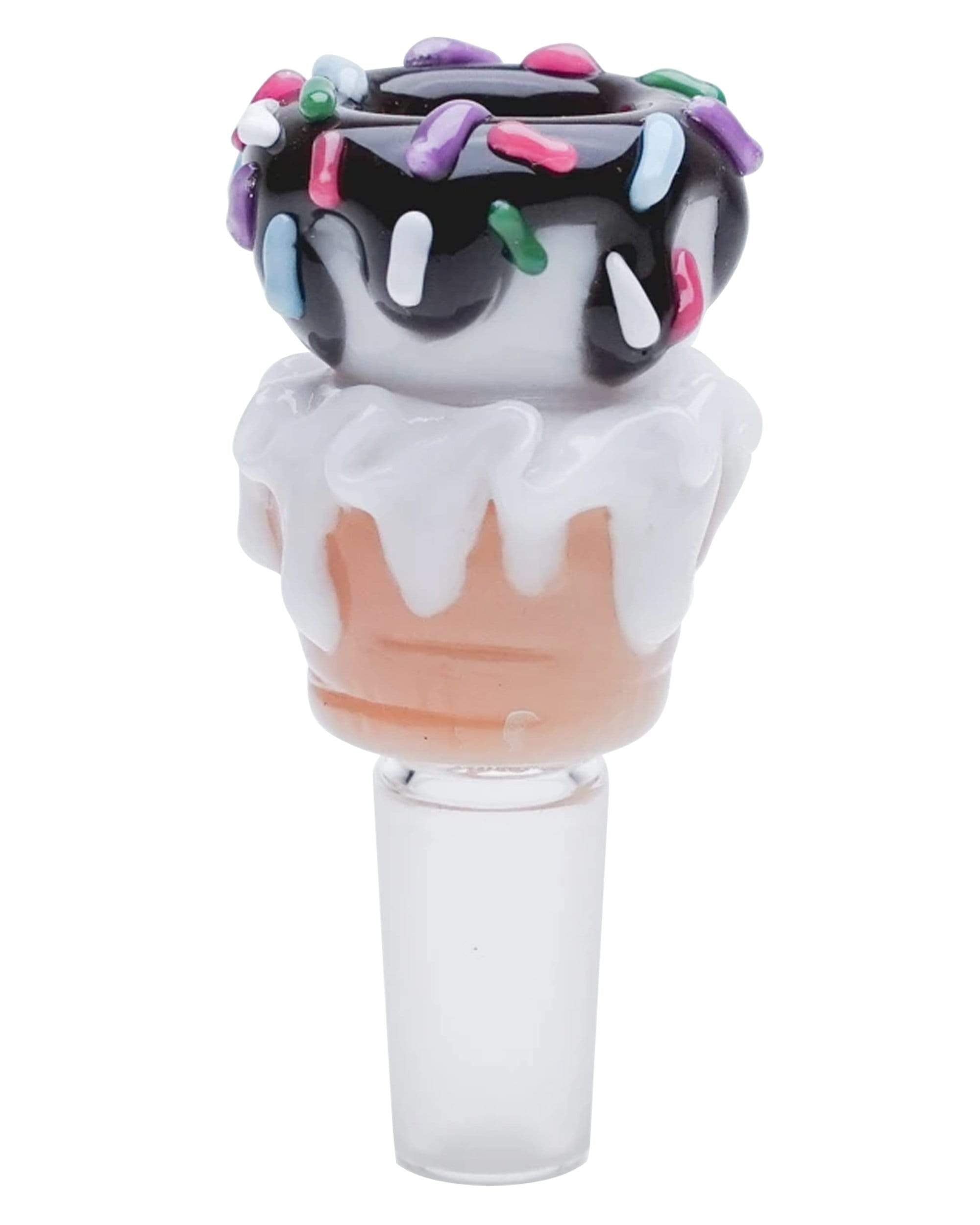 The Ice Cream Cone Bowl Piece is displayed in a close-up, angled shot showcasing its colorful, cone-shaped design. The Ice Cream Cone Bowl Piece is displayed in a close-up, angled shot showcasing its colorful, cone-shaped design.