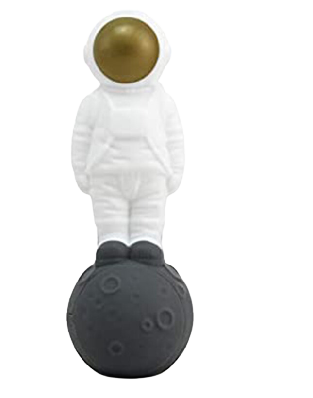 A front view of the Silicone 2-in-1 Astronaut Hand Pipe and Vapor Straw, depicted as a miniature astronaut figurine. A front view of the Silicone 2-in-1 Astronaut Hand Pipe and Vapor Straw, depicted as a miniature astronaut figurine.