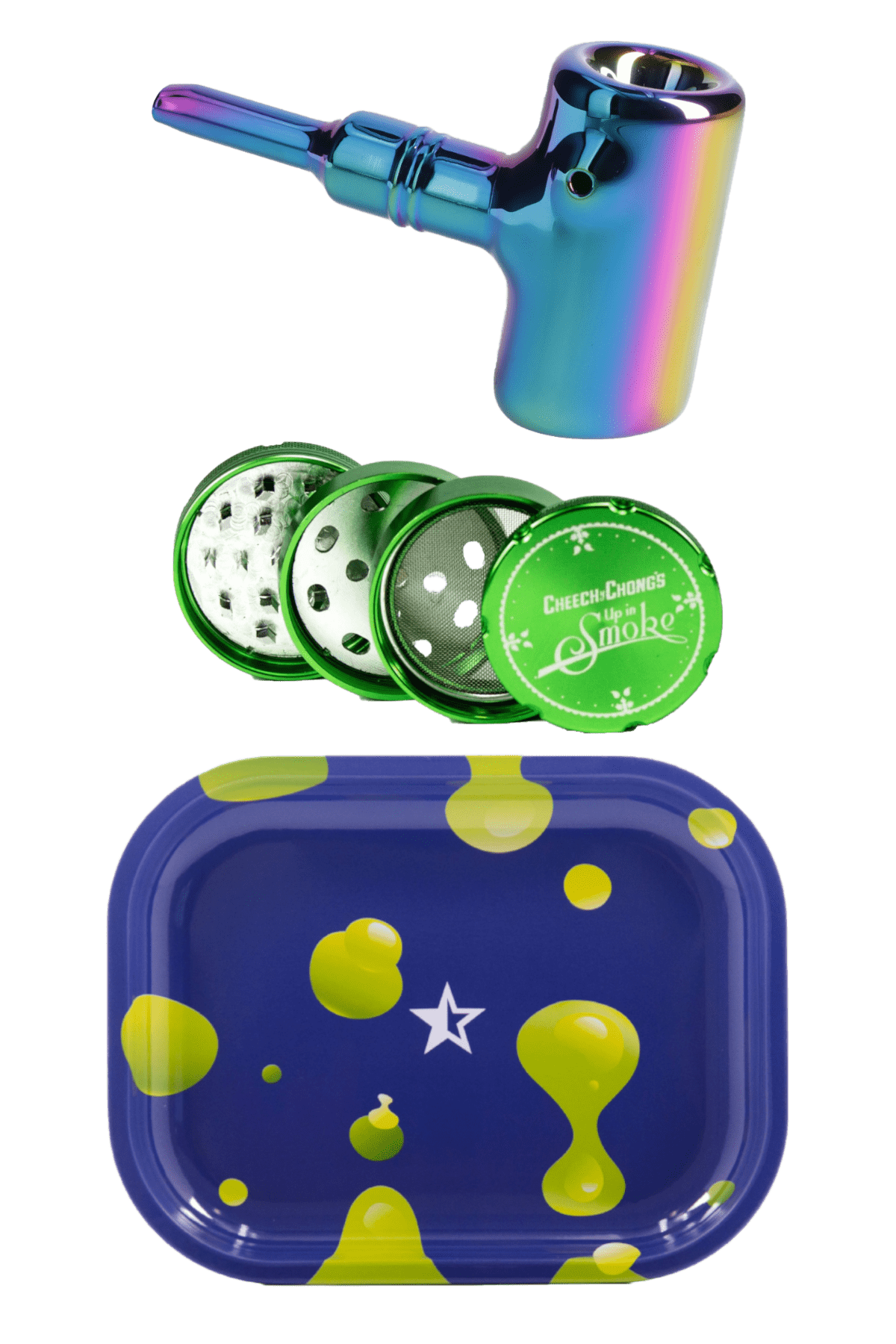 A close-up of the Famous X $30 Kit, showcasing a colorful grinder atop a vivid blue surface. A close-up of the Famous X $30 Kit, showcasing a colorful grinder atop a vivid blue surface.