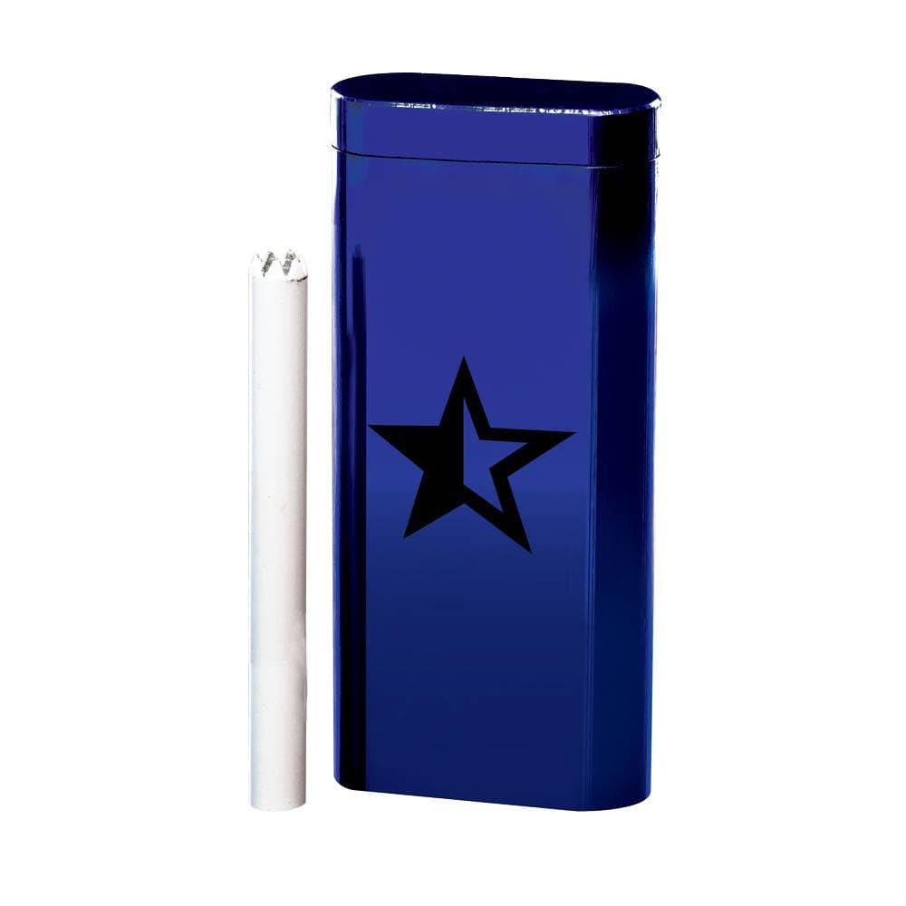Front view of the Famous X Aluminum Dugout Pipe, showcasing its sleek, metallic silver design in a simple studio shot. Front view of the Famous X Aluminum Dugout Pipe, showcasing its sleek, metallic silver design in a simple studio shot.