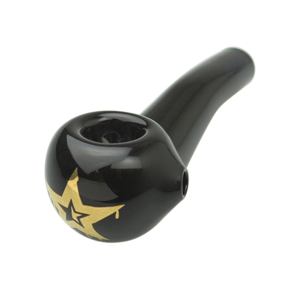 A three-quarter view of the Surrender 3 Taster hand pipe, showcasing its sleek, dark finish and compact size. A three-quarter view of the Surrender 3 Taster hand pipe, showcasing its sleek, dark finish and compact size.