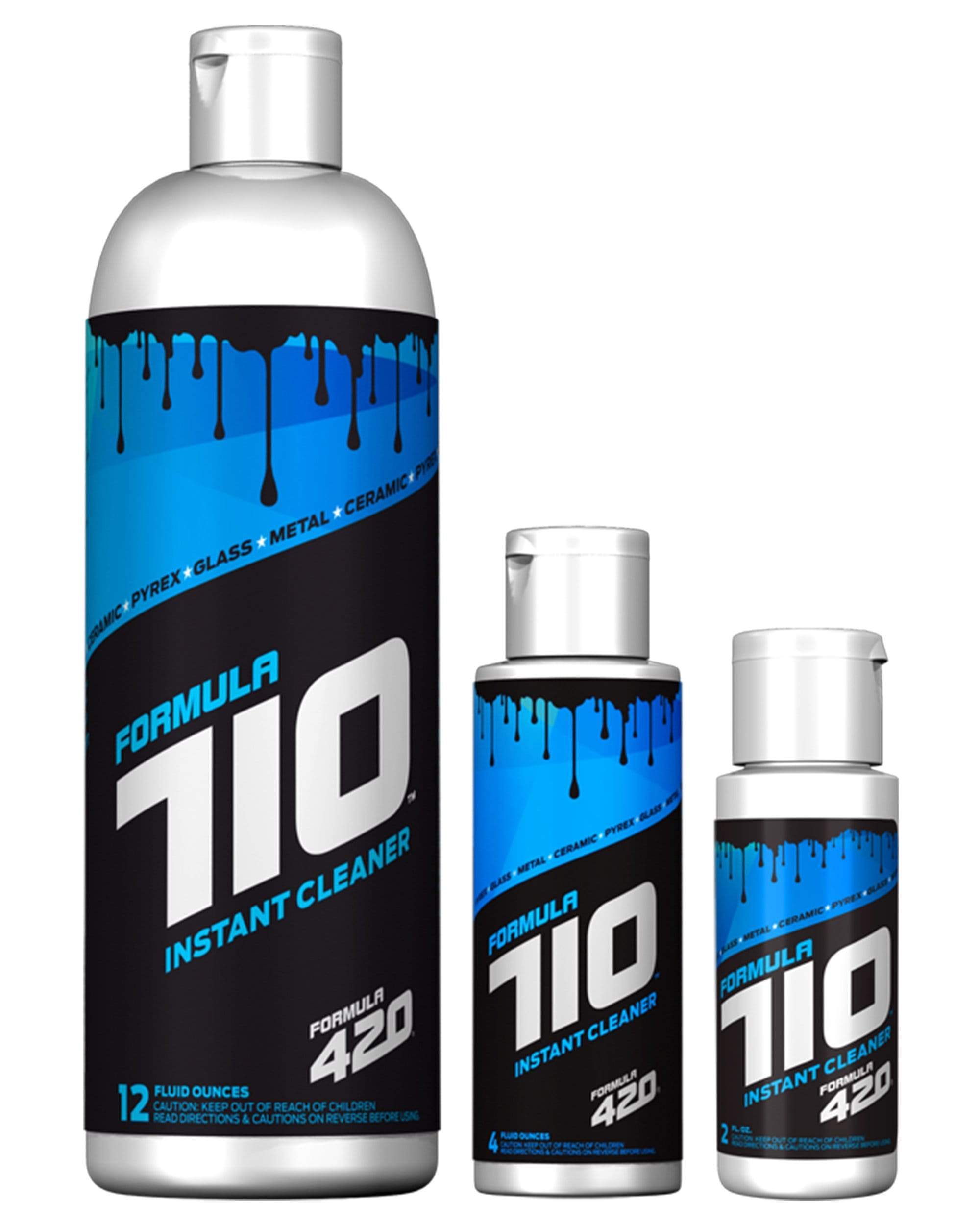 A close-up of the Instant 710 Cleaner bottle, with bold white lettering and a dark blue background, angled on a black surface. A close-up of the Instant 710 Cleaner bottle, with bold white lettering and a dark blue background, angled on a black surface.