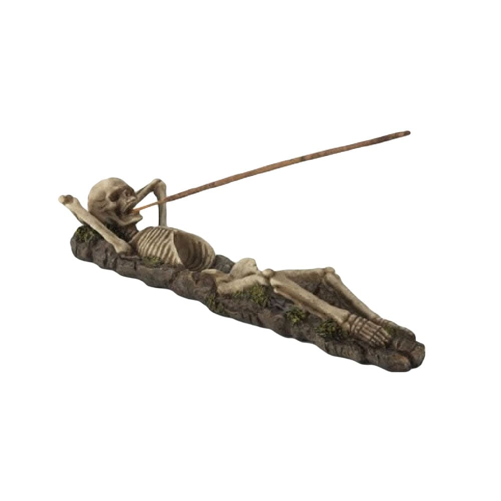 The Skeleton Incense Burner is displayed in a side view, depicting a skeletal figure as an incense holder. The Skeleton Incense Burner is displayed in a side view, depicting a skeletal figure as an incense holder.