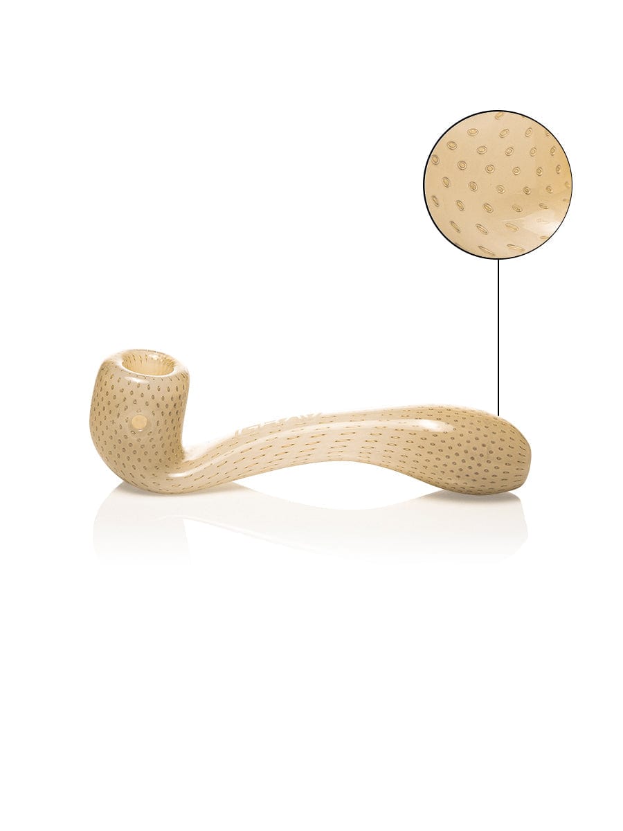 Front view of the Classic Bubble Trap Sherlock Pipe, a curved, wooden-toned pipe presented against a plain white background. Front view of the Classic Bubble Trap Sherlock Pipe, a curved, wooden-toned pipe presented against a plain white background.