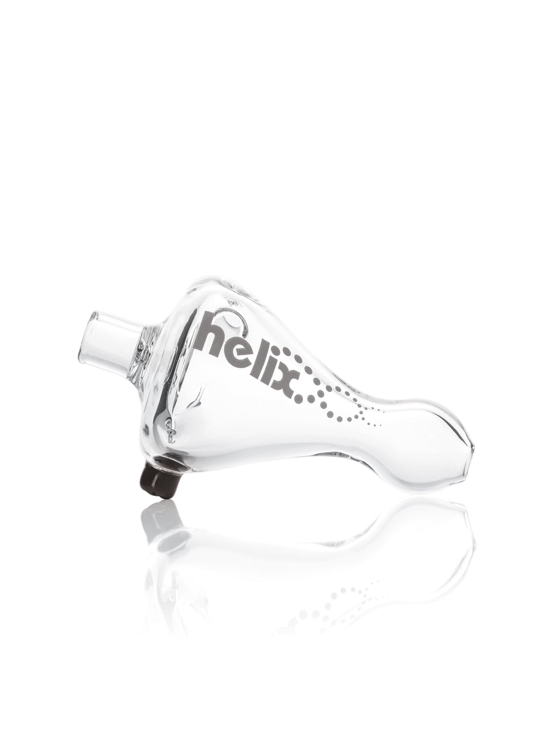 A close-up, angled view of the Helix™ Chillum, showcasing its simple, one-piece glass design. A close-up, angled view of the Helix™ Chillum, showcasing its simple, one-piece glass design.