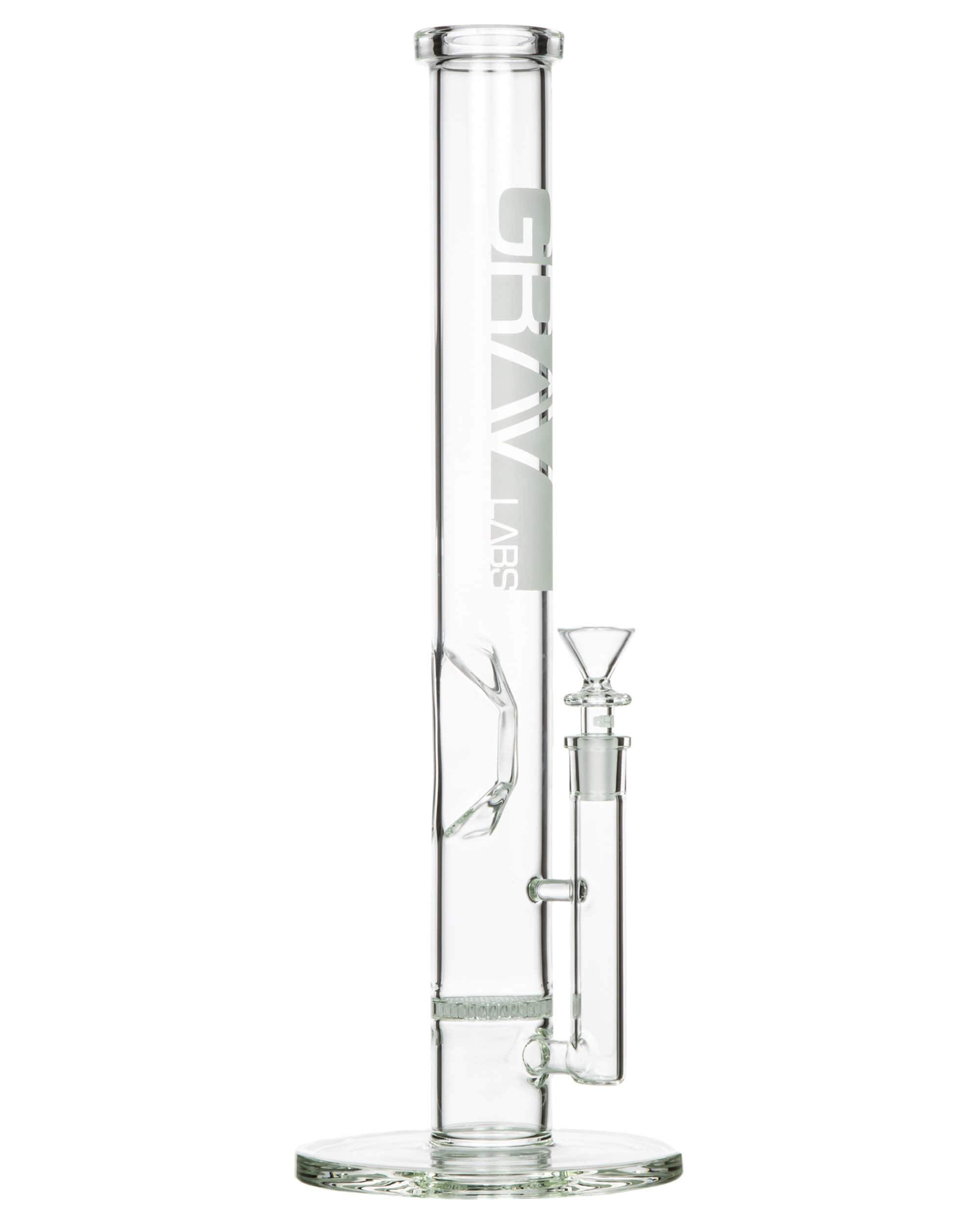 Front view of the Large Honeycomb Perc Straight Tube Bong, showcasing its clear glass construction and simple cylindrical form. Front view of the Large Honeycomb Perc Straight Tube Bong, showcasing its clear glass construction and simple cylindrical form.