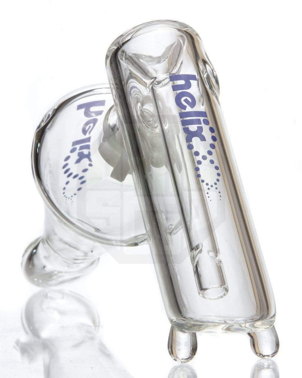 A slightly angled view of the 3-in-1 Helix Bubbler Package in clear glass, showing its slender, cylindrical shape. A slightly angled view of the 3-in-1 Helix Bubbler Package in clear glass, showing its slender, cylindrical shape.