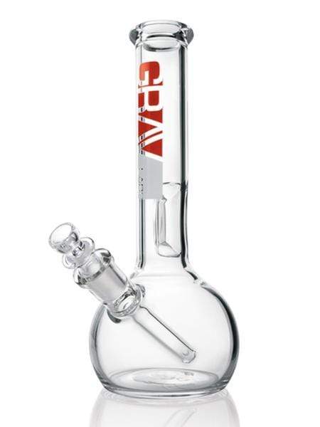 A front view of the 8" Bubble Base Bong, showcasing its clear glass construction and rounded base. A front view of the 8" Bubble Base Bong, showcasing its clear glass construction and rounded base.
