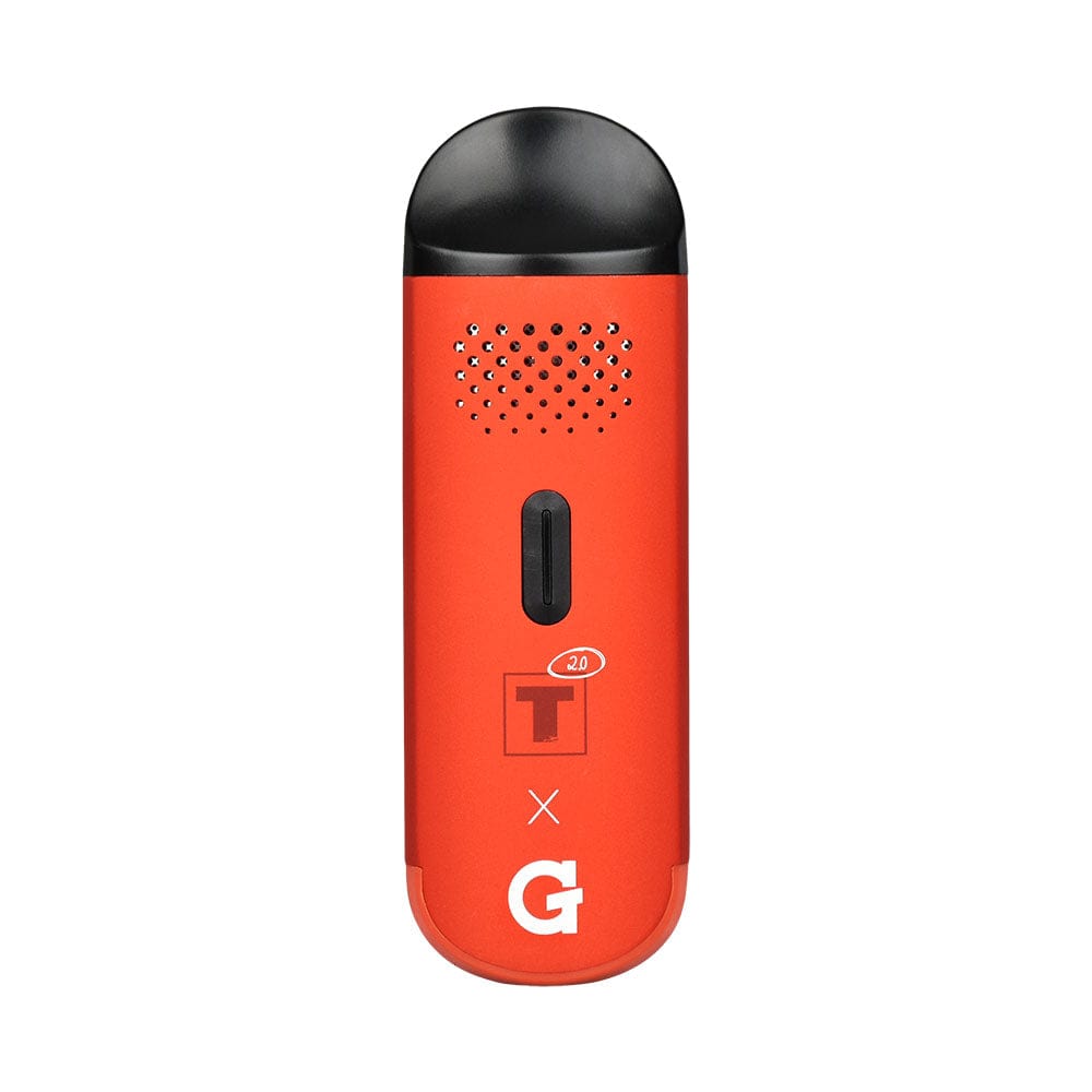 Front view of the G Pen Dash Dry Herb Vaporizer Tyson 2.0 Edition, showing its sleek, black cylindrical shape against a plain white background. Front view of the G Pen Dash Dry Herb Vaporizer Tyson 2.0 Edition, showing its sleek, black cylindrical shape against a plain white background.