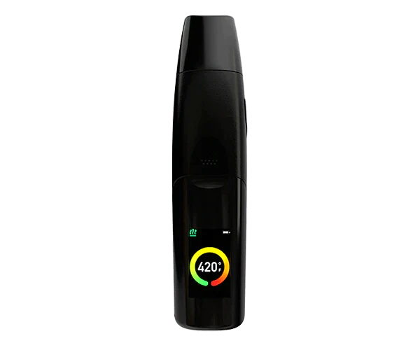 Front view of the G Pen Elite II Vaporizer, a sleek, black device presented against a plain white backdrop. Front view of the G Pen Elite II Vaporizer, a sleek, black device presented against a plain white backdrop.