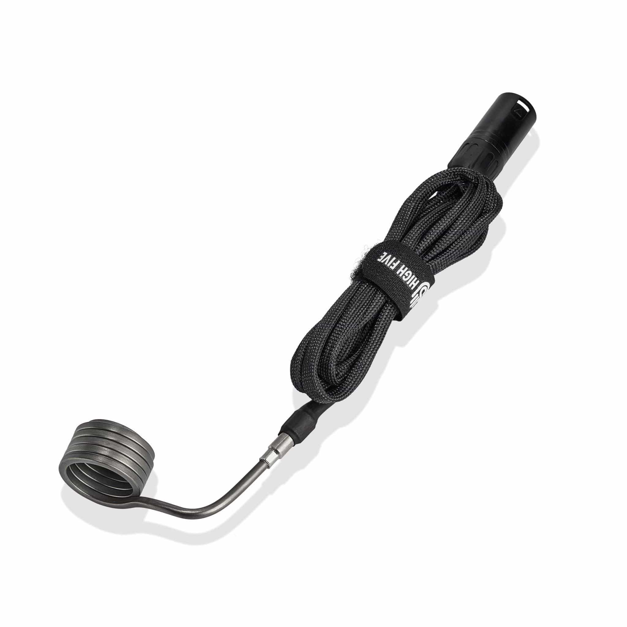 A close-up shot of the Axial E-Nail Coil, showcasing its tightly wound heating element and angled connection. A close-up shot of the Axial E-Nail Coil, showcasing its tightly wound heating element and angled connection.