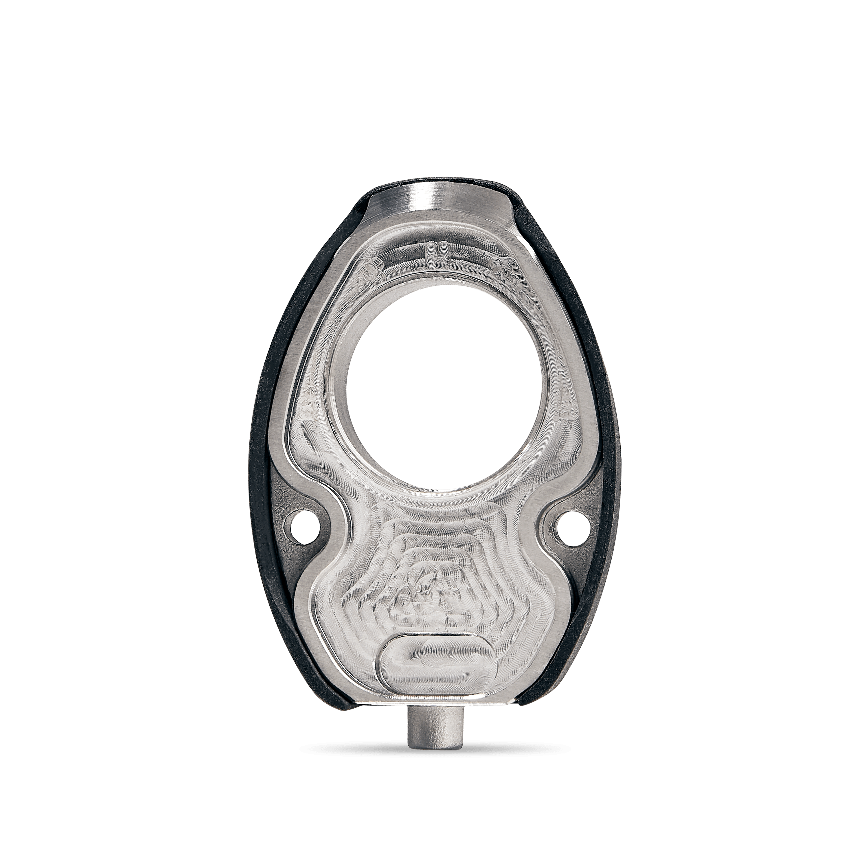 Front view of the DUO AirBox, showing a clear, compact device with a rounded design and reflective interior. Front view of the DUO AirBox, showing a clear, compact device with a rounded design and reflective interior.