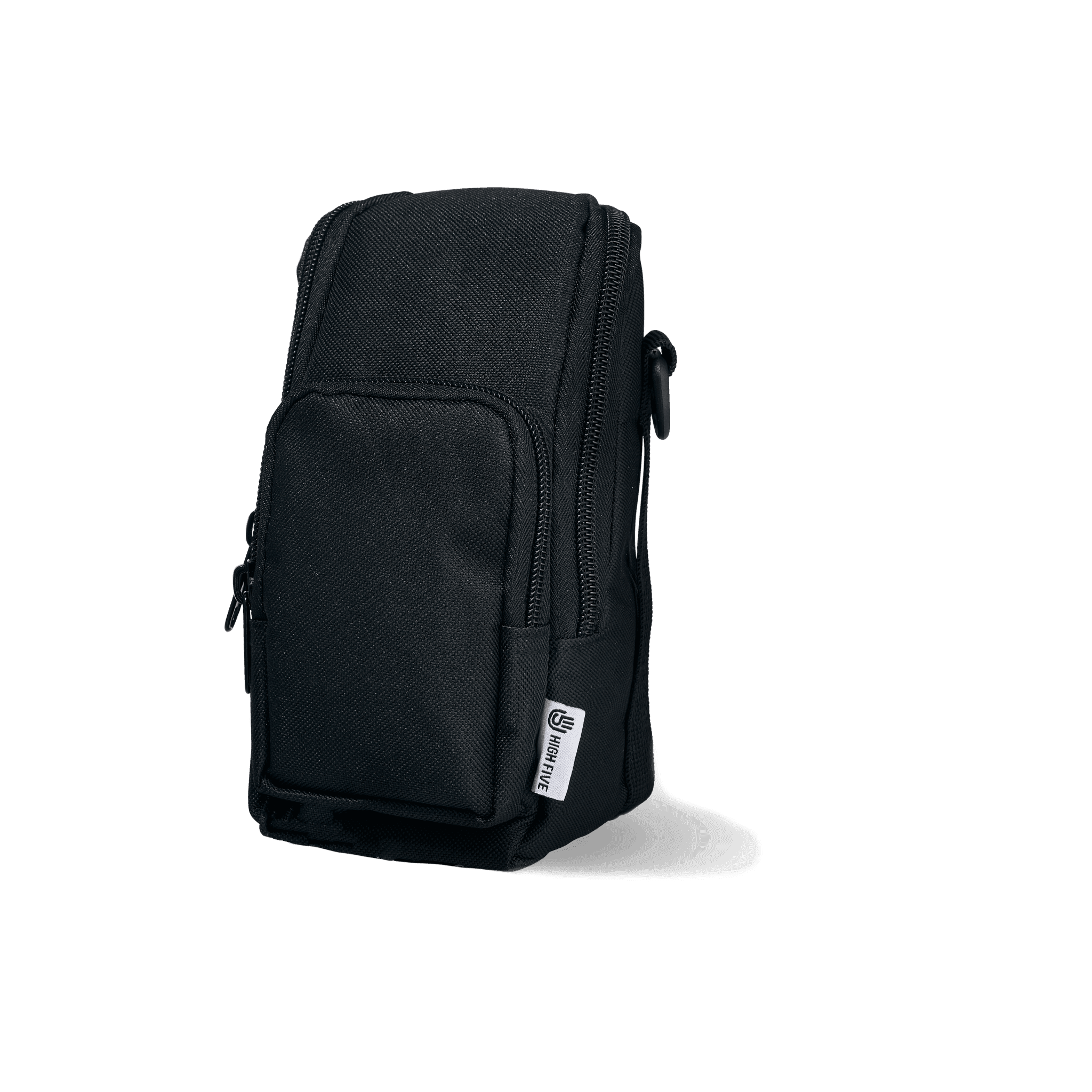 Front view of the DUO Carrying Case, a black, zippered pouch with a vertical orientation and visible pull tabs. Front view of the DUO Carrying Case, a black, zippered pouch with a vertical orientation and visible pull tabs.