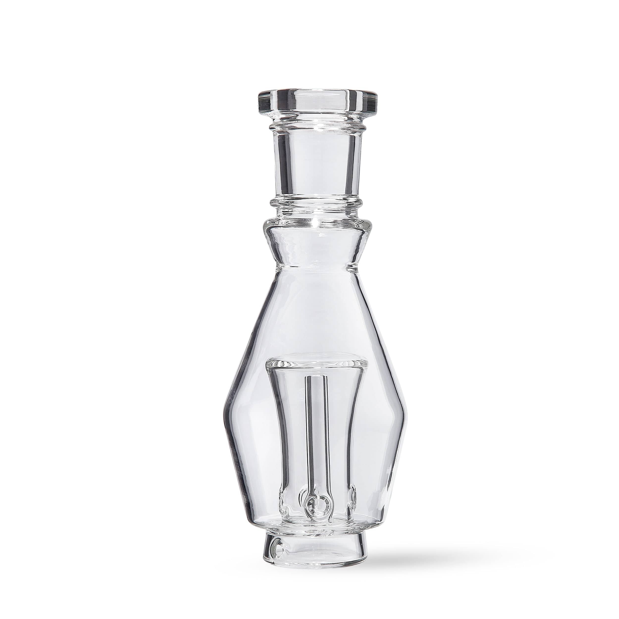 Front view of the DUO Herb Mouthpiece, a clear glass piece with a unique, ribbed design and minimalist form. Front view of the DUO Herb Mouthpiece, a clear glass piece with a unique, ribbed design and minimalist form.