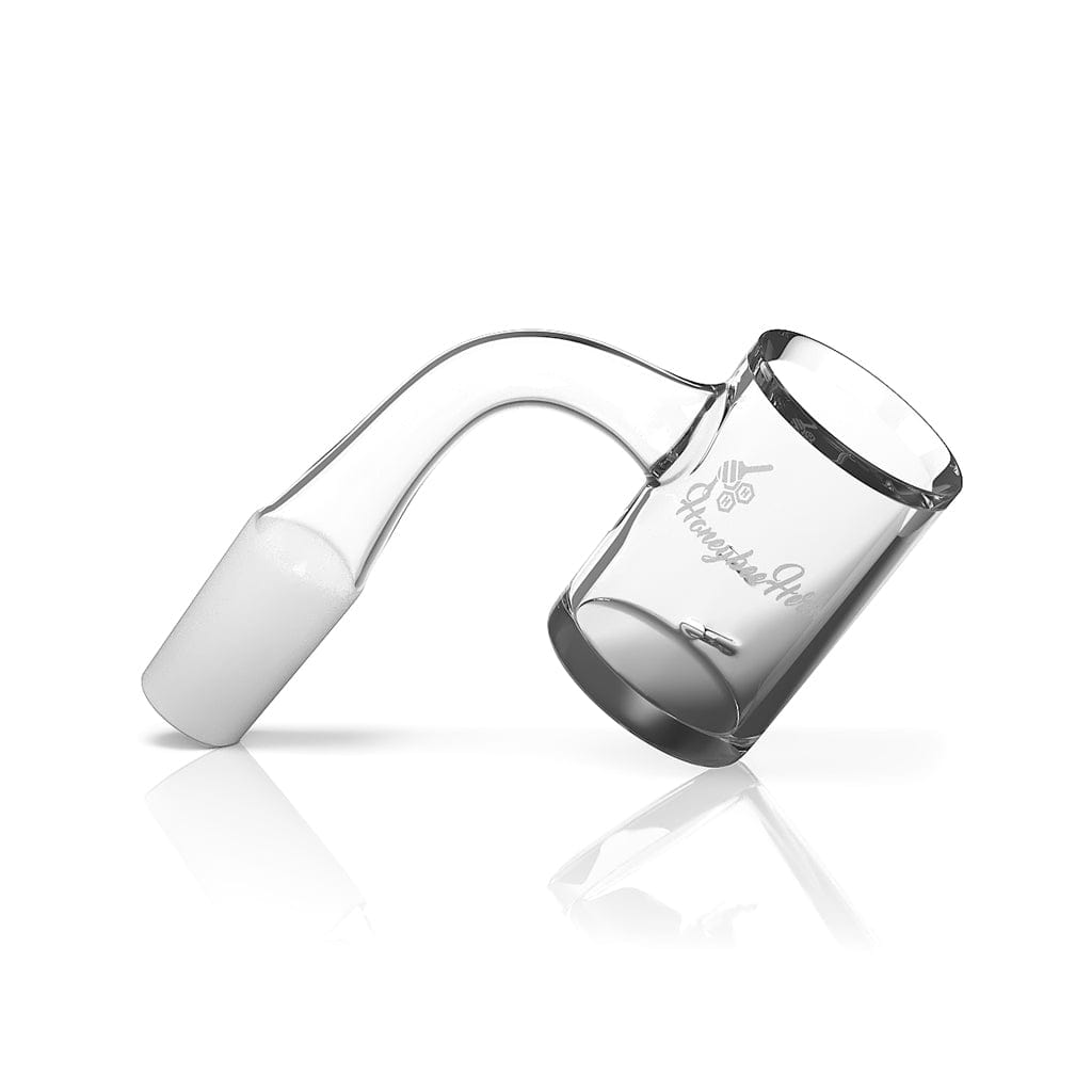 A studio shot of the Whirlwind Quartz Banger 90° Black Line, displaying its angled quartz construction and dark finish. A studio shot of the Whirlwind Quartz Banger 90° Black Line, displaying its angled quartz construction and dark finish.