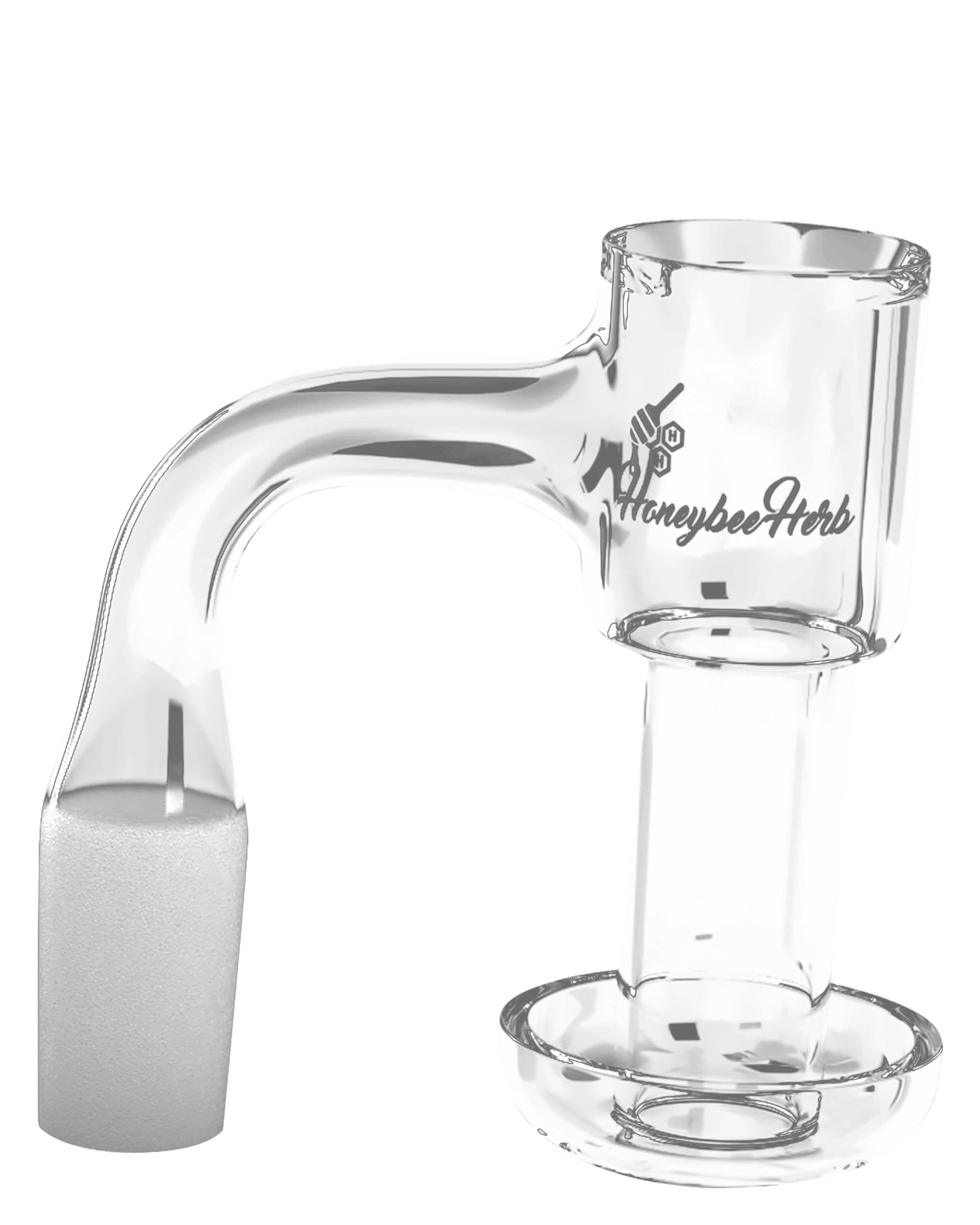 A close-up, angled view of the Honeysuckle Seamless Beveled Banger, showing its circular, reflective surface. A close-up, angled view of the Honeysuckle Seamless Beveled Banger, showing its circular, reflective surface.