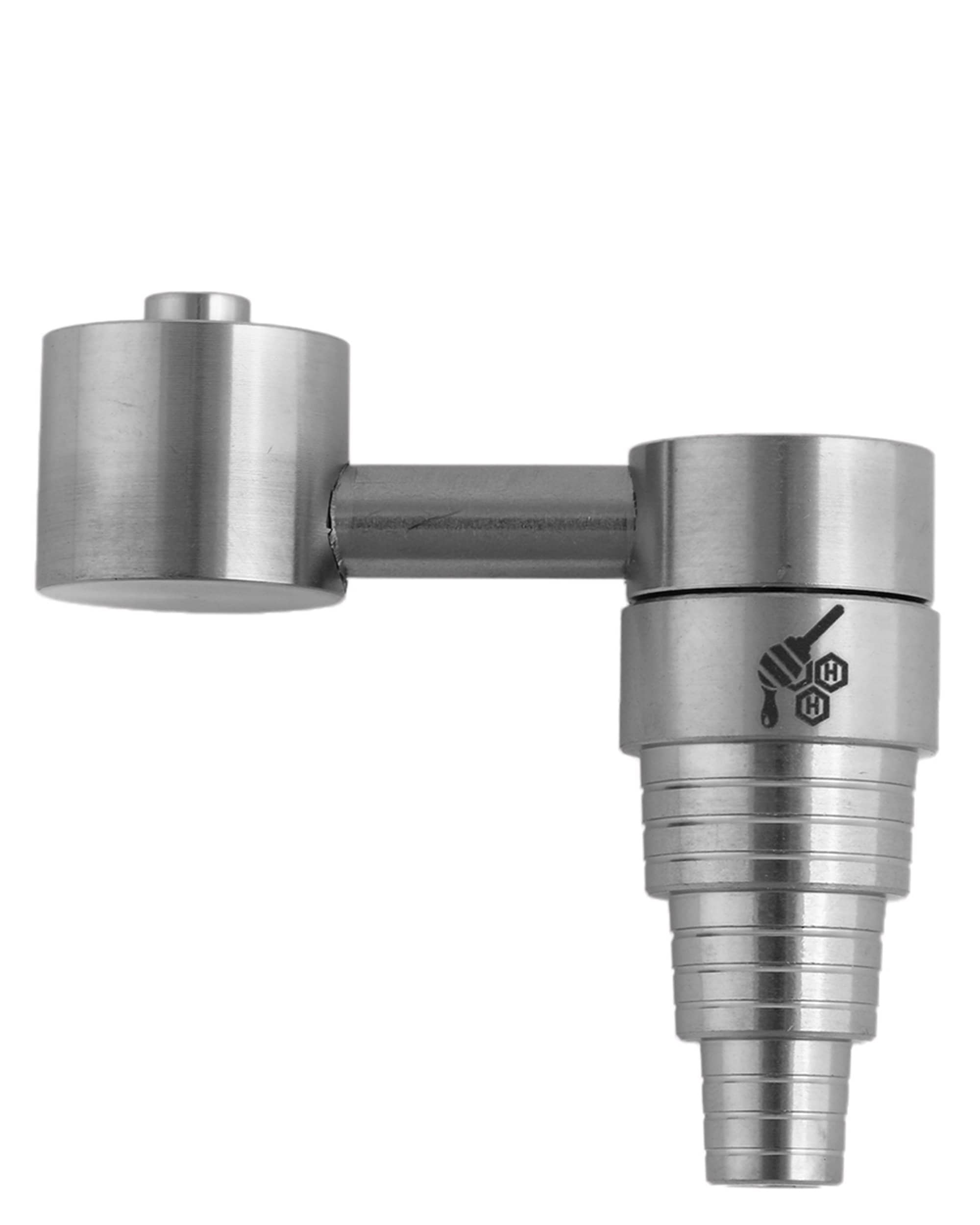 A close-up, angled view of the Sidecar 6 in 1 Titanium Nail, showcasing its multi-tiered, metallic structure against a plain white background. A close-up, angled view of the Sidecar 6 in 1 Titanium Nail, showcasing its multi-tiered, metallic structure against a plain white background.