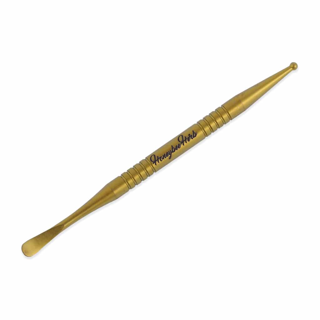 Close-up of the Titanium Concentrate Tool with a silver metallic finish, angled against a white background. Close-up of the Titanium Concentrate Tool with a silver metallic finish, angled against a white background.