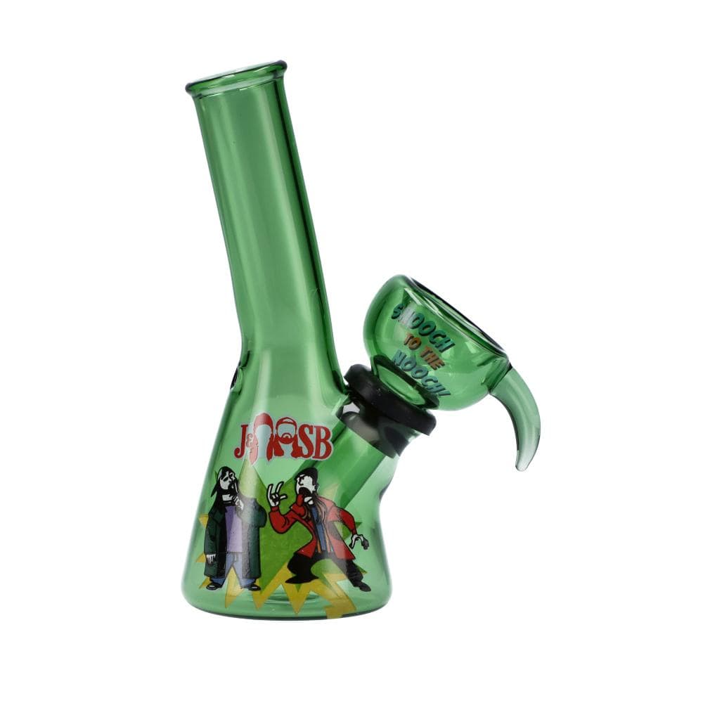 Front view of the 4" Mini Water Pipe - Snoochies Green, showcasing its compact size and vibrant green hue. Front view of the 4" Mini Water Pipe - Snoochies Green, showcasing its compact size and vibrant green hue.