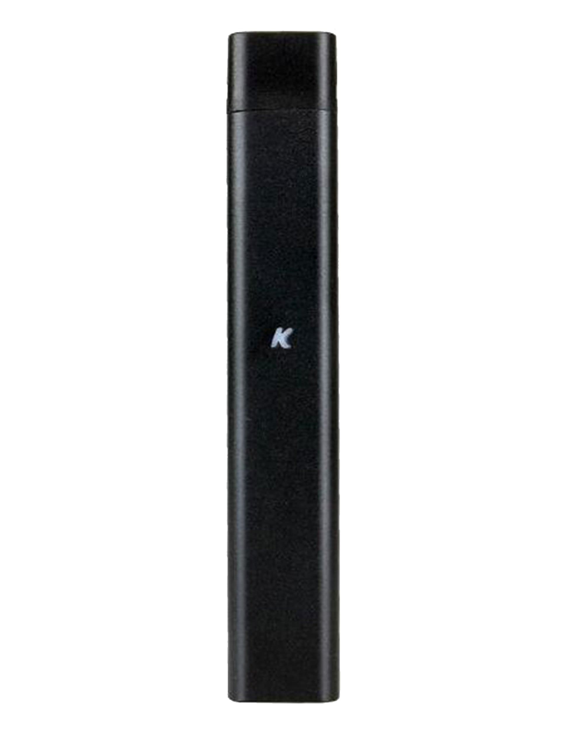 Front view of the RUBI Vaporizer, a sleek, black device with a minimalist design, presented against a plain white background. Front view of the RUBI Vaporizer, a sleek, black device with a minimalist design, presented against a plain white background.