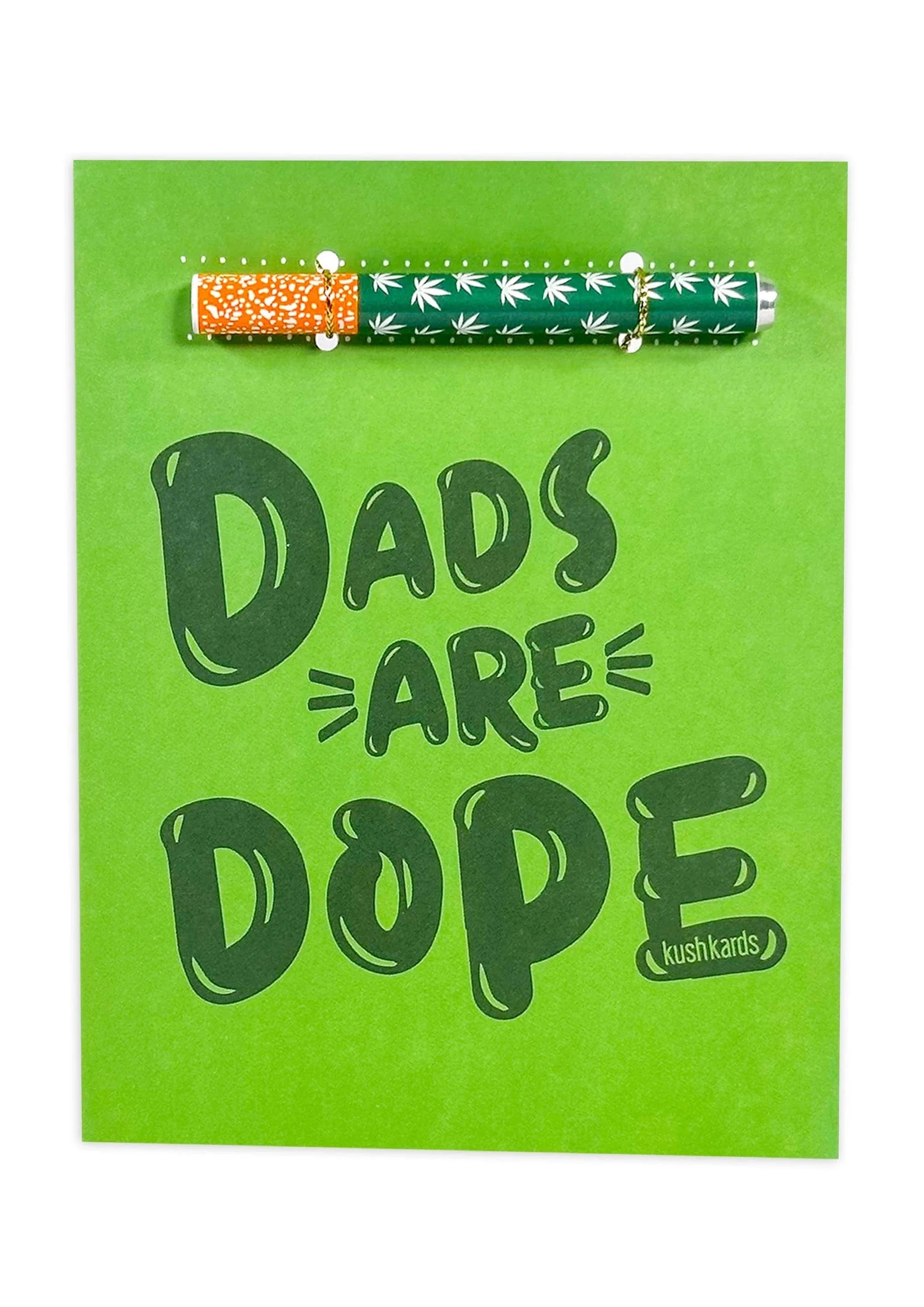 A front view of the Dope Dad Greeting Card with a bright, colorful design against a plain green backdrop. A front view of the Dope Dad Greeting Card with a bright, colorful design against a plain green backdrop.