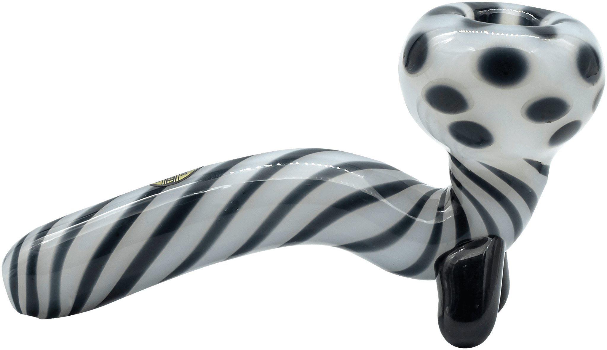 An angled view of the Ivory Locks Sitting Sherlock Pipe, showcasing its curved bowl and smooth, dark finish. An angled view of the Ivory Locks Sitting Sherlock Pipe, showcasing its curved bowl and smooth, dark finish.