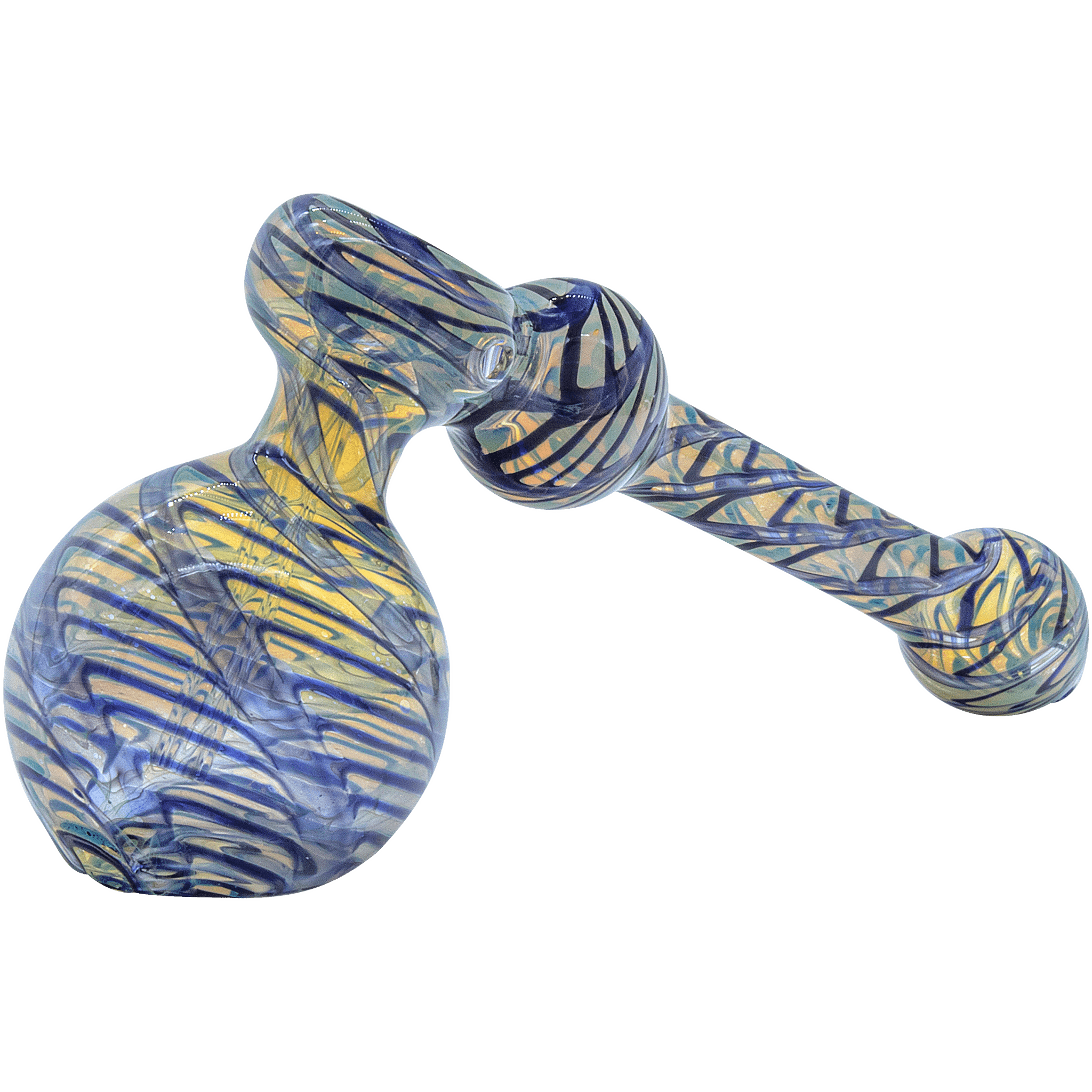 Front view of "The Full Rake" Fumed Hammer Bubbler Pipe, displaying a fumed glass design and a compact hammer shape. Front view of "The Full Rake" Fumed Hammer Bubbler Pipe, displaying a fumed glass design and a compact hammer shape.