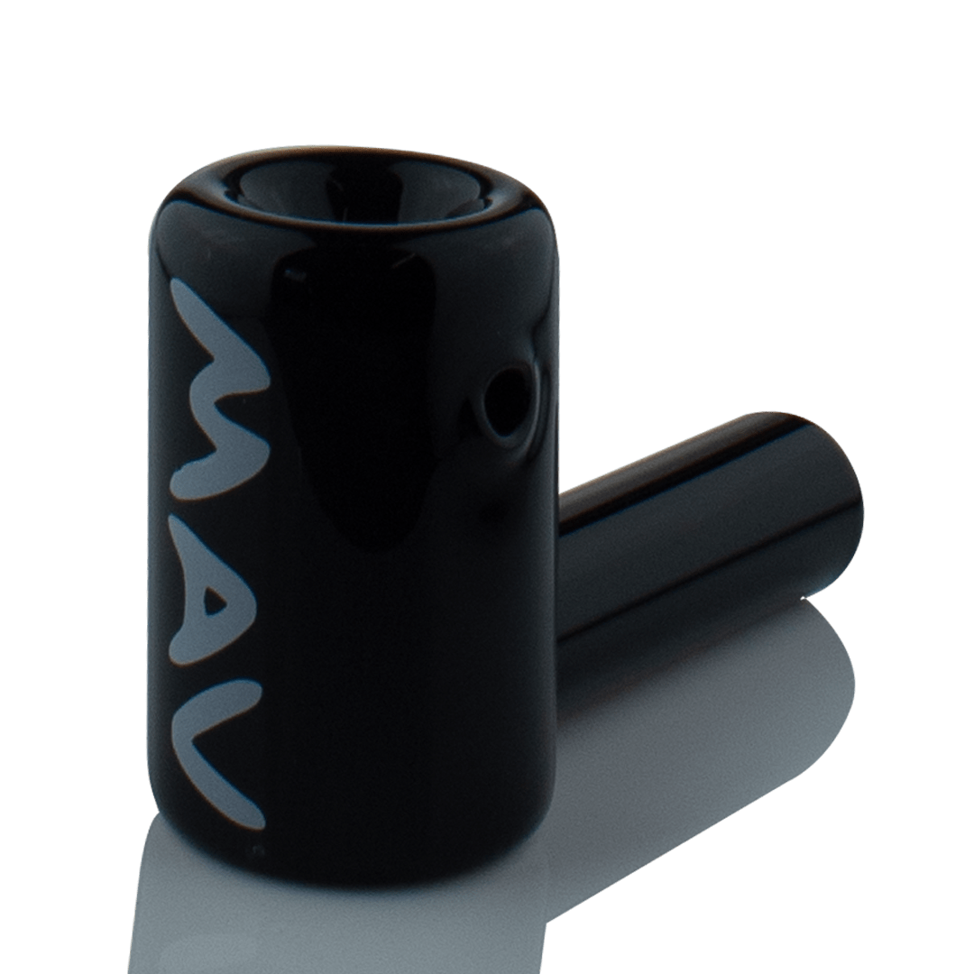 A sleek, angled studio shot of the 2.5" Mini Hammer Hand Pipe in black, casting a soft reflection on the surface. A sleek, angled studio shot of the 2.5" Mini Hammer Hand Pipe in black, casting a soft reflection on the surface.