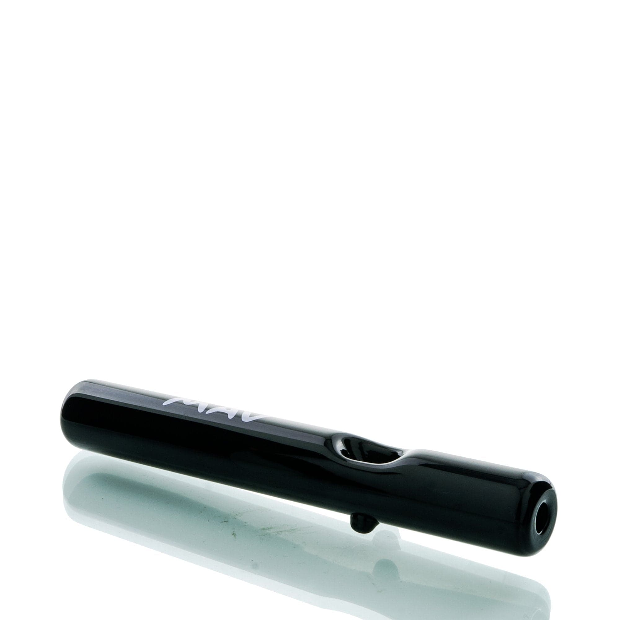 A front view of the MAV Glass 7" Steamroller, reflecting off a polished surface with its dark glass body. A front view of the MAV Glass 7" Steamroller, reflecting off a polished surface with its dark glass body.