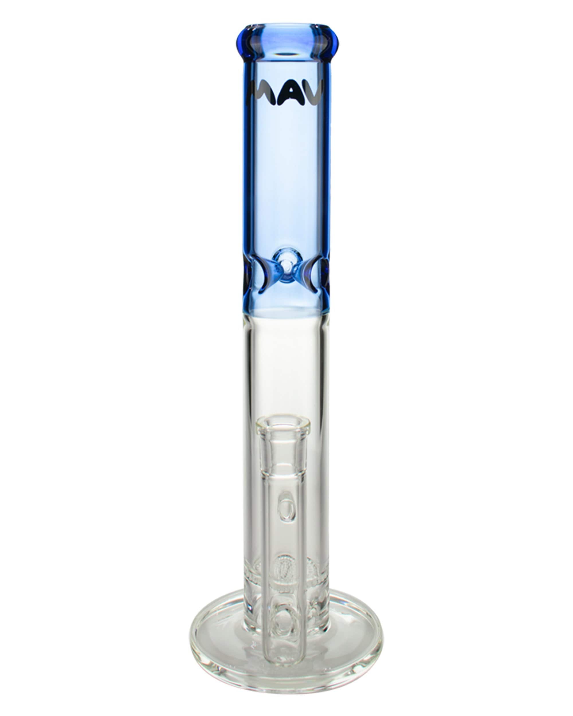 Front view of the Honeycomb Perc Straight Tube, a clear glass tube with a wide base and simple cylindrical form. Front view of the Honeycomb Perc Straight Tube, a clear glass tube with a wide base and simple cylindrical form.