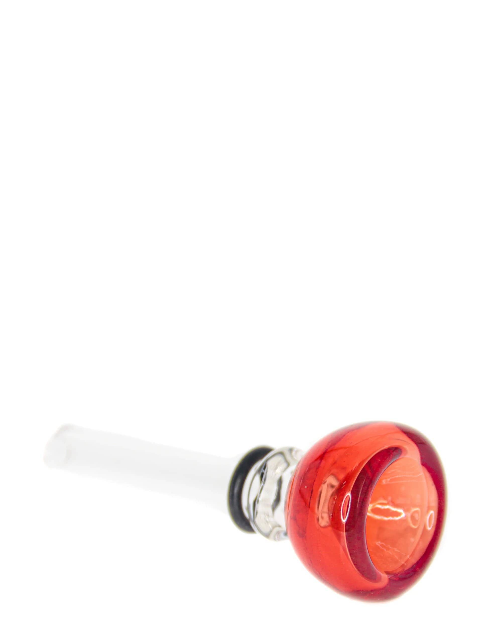 A close-up shot of the Coyote Replacement Bowl, showing its red glass construction and smooth, rounded shape. A close-up shot of the Coyote Replacement Bowl, showing its red glass construction and smooth, rounded shape.